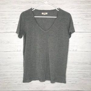 Heather Gray V Neck Slouch Short Sleeve Tee Shirt